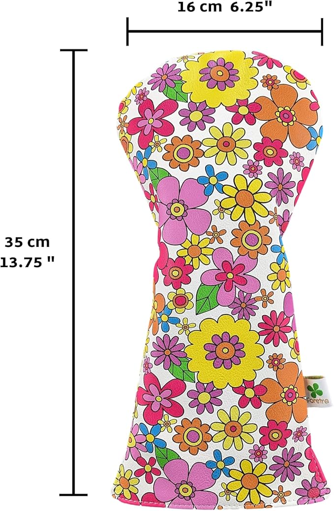 Foretra Driver Headcover Golf Club Covers Blade Mallet Putter Cover Alignment Stick Holder Hybrid Fairway Wood Head Cover Flower Pattern Novelty Golf Accessories for Most Brands