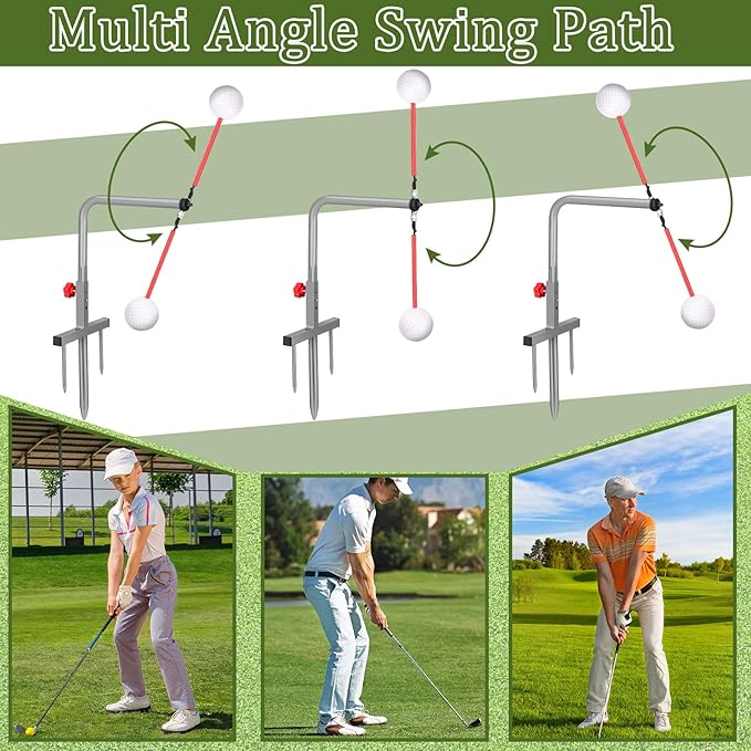 Poen 1 Set Golf Swing Trainer Training Iron Practice Swing Groover with 3 Height Indoor Golf Practice Simulator Accessories Aid Equipment