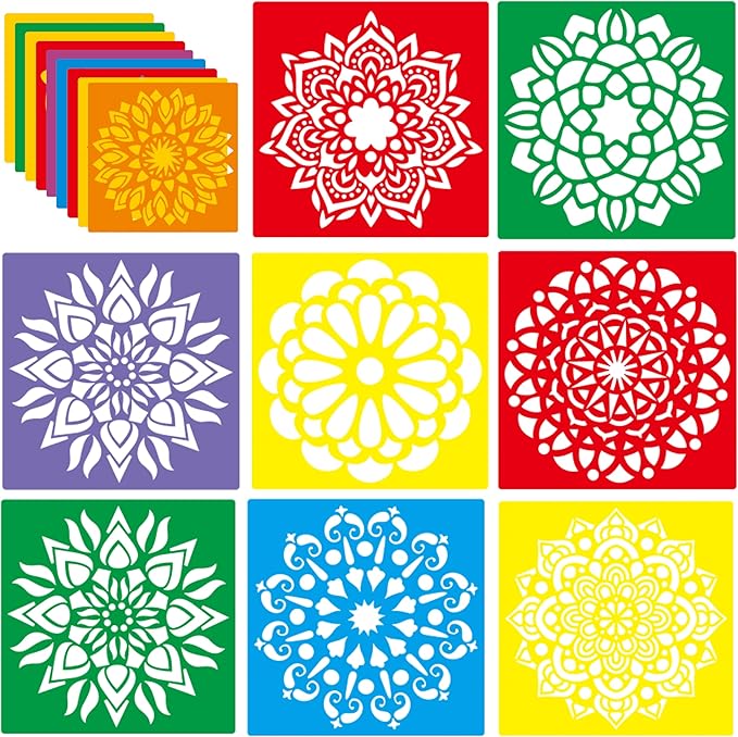 24 Pieces Stencils for Kids, Large Drawing Stencils Chalk Template, 8 Inches by LAQUEENIE