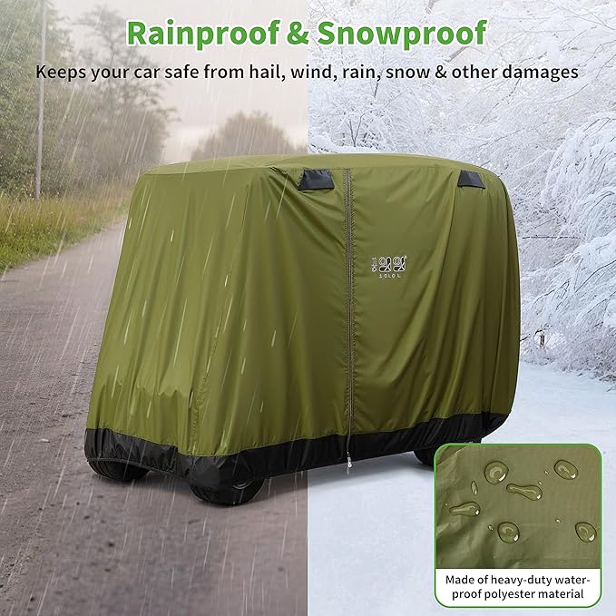 10L0L Universal 2-4 Passenger Golf Cart Cover for Yamaha, EZGO, Club Car, Waterproof Sunproof and Durable