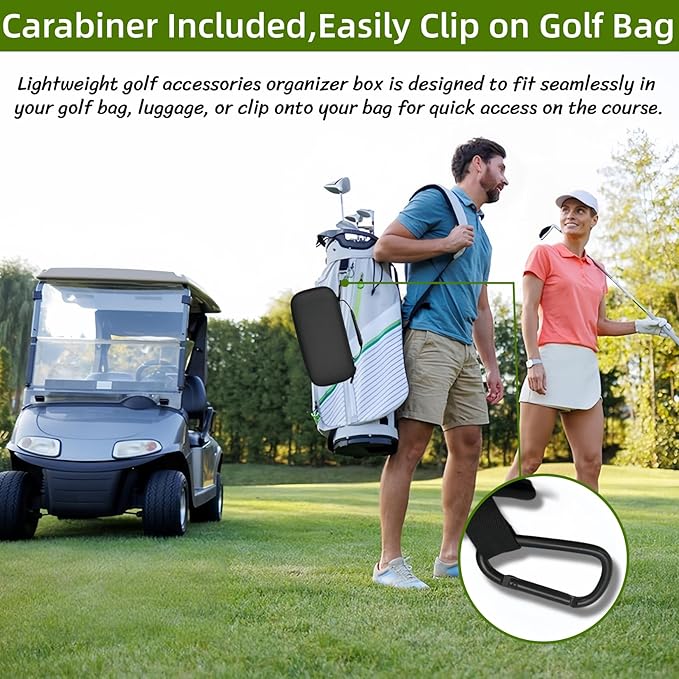 BLIRITEL Golf Glove Holder Case with Removable Glove Shaper,Hard Shell Protective Golf Accessories Organizer Bag Fits Balls,Tees,Markers, Waterproof 900D Oxford Golf Gifts for Men Women Golfers