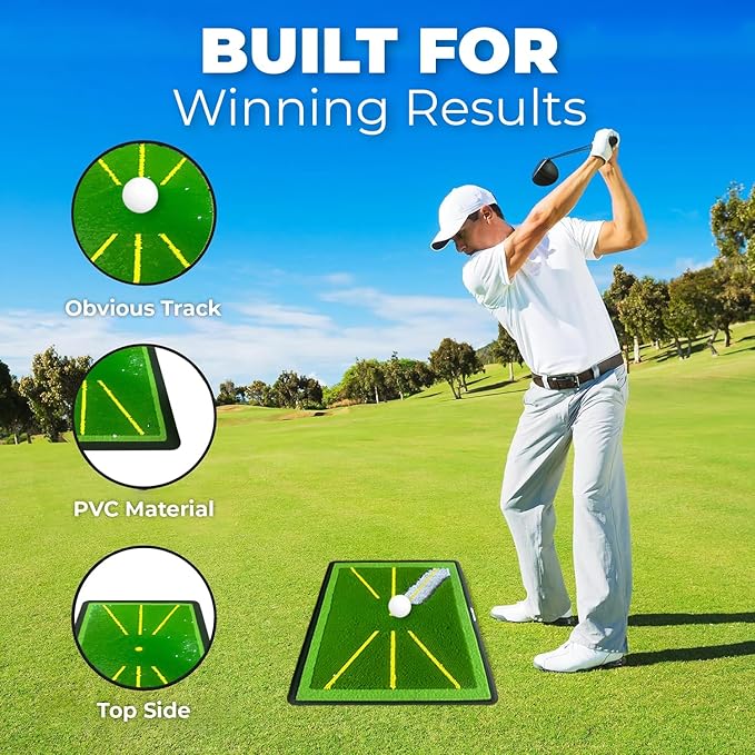 Golf Hitting Mat - 1-Second Detach System Golf Training Mat - Real Swing Path Feedback - Easy Clean & Store
