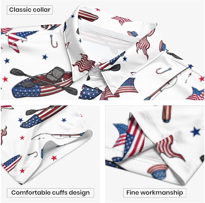 Golf Polo Shirts for Men Funny Print Short Sleeve Golf Shirts Performance Golf Polos