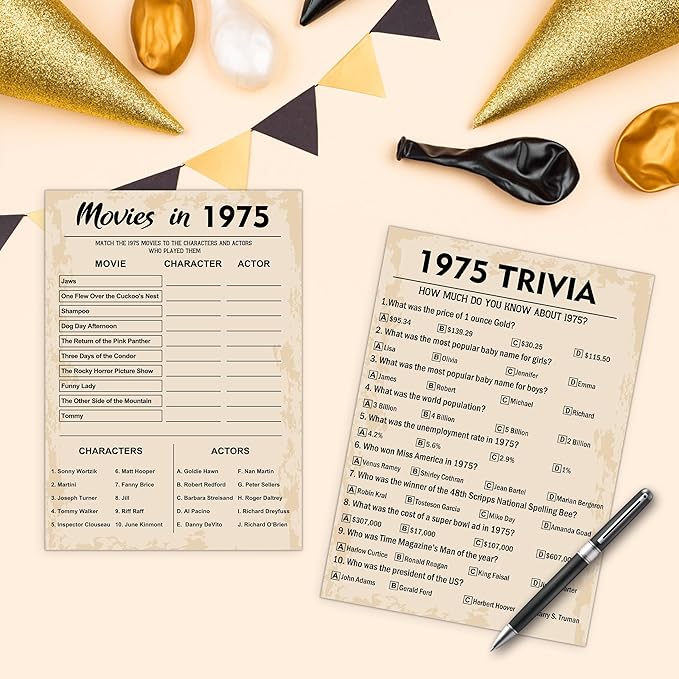 50th Birthday Party Games, Born in 1975 Games Bundle, Birthday Party Supplies - Image 5