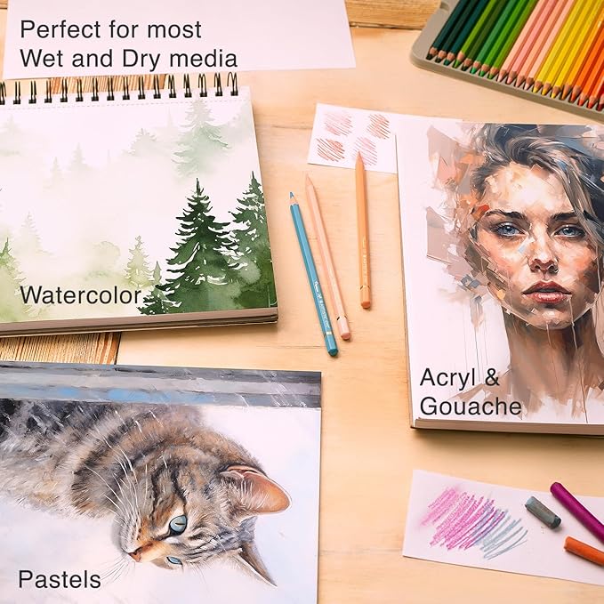 ARTISTIC EYE 5.5x8.5 Premium Watercolor Pads, Spiral Bound, Acid-Free Paper - Image 4