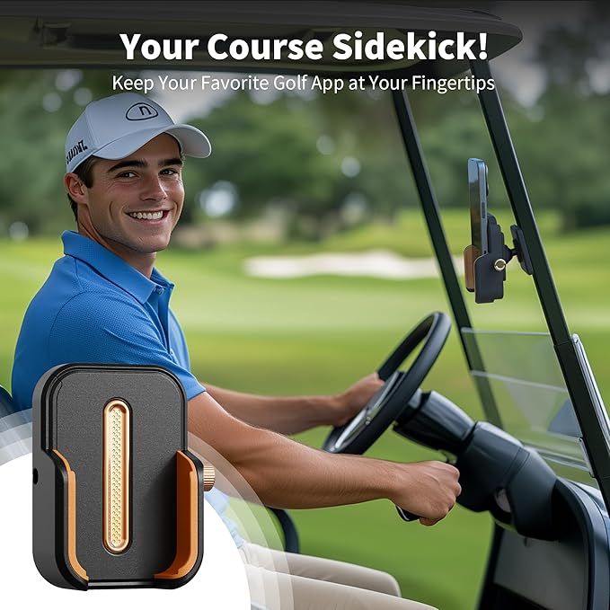【2026 Upgraded】Full Metal Magnetic Golf Cart Phone Holder – Premium Golf Gift for Men, Compatible with EZGO, Club Car, Yamaha | Strong N52 Magnets | 360° Rotation | Works with iPhone, Samsung& More