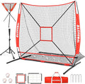 BaseGoal 6'×6' Baseball Softball Practice Net,Baseball Backstop,with Batting Tee,Ball Caddy,for Hitting Pitching Batting Catching with Bow Frame,Bonus Strike Zone,Target,Portable and Foldable
