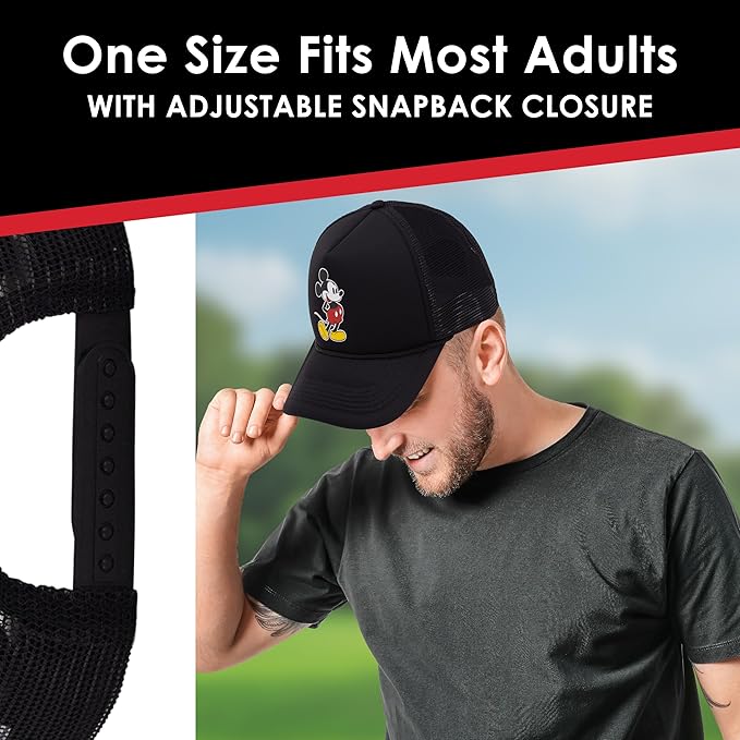 Concept One Unisex Adult Disney Mickey Mouse Trucker Hat, Rainbow Pride Mesh Back Snapback Baseball Cap