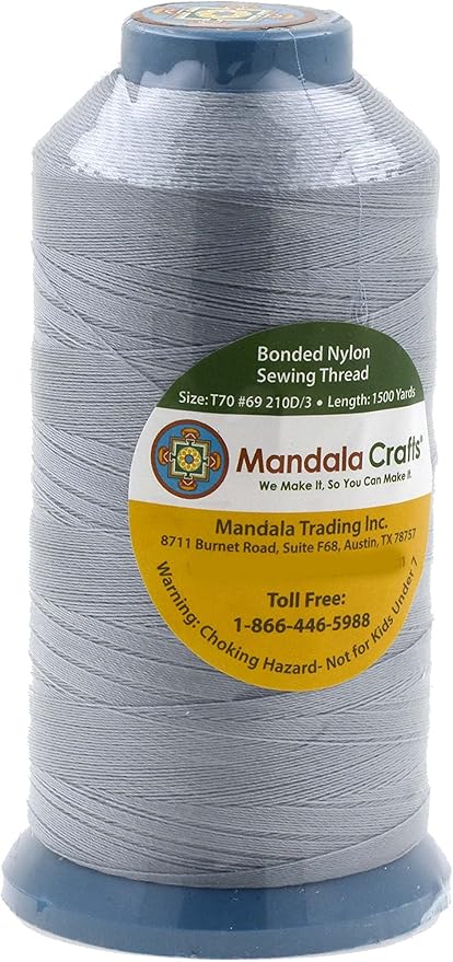 Mandala Crafts Bonded Nylon Thread Silver Heavy Duty Sewing Threads - Image 2