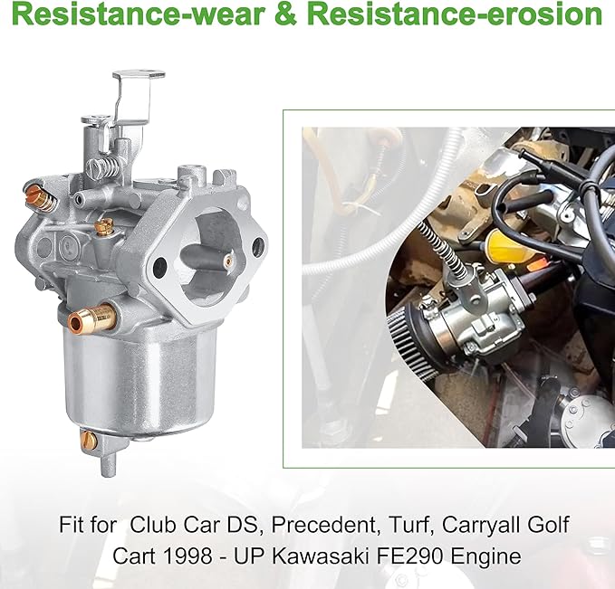 10L0L Golf Cart Carburetor Kit Compatible with Club Car DS, Precedent, Turf, Carryall & Kawasaki FE290 Engine, OEM# 101805601 101905601 17561 1016438 1016439 1016440 1016441 1016478