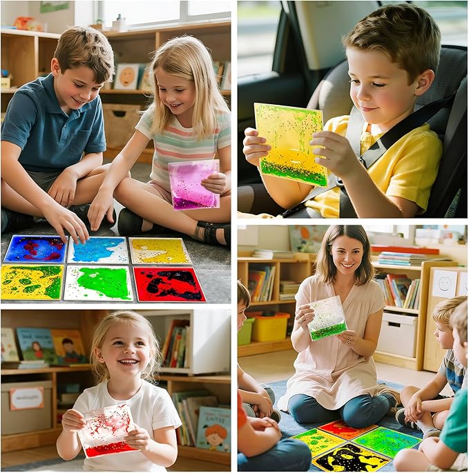Squishy Liquid Sensory Tiles for Kids Ages 3+ – 6" Colorful Tactile Play Pads - Image 7