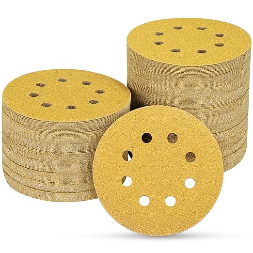 100PCS 5 Inch 8 Hole Sanding Discs 100 Grit by POTUINOM