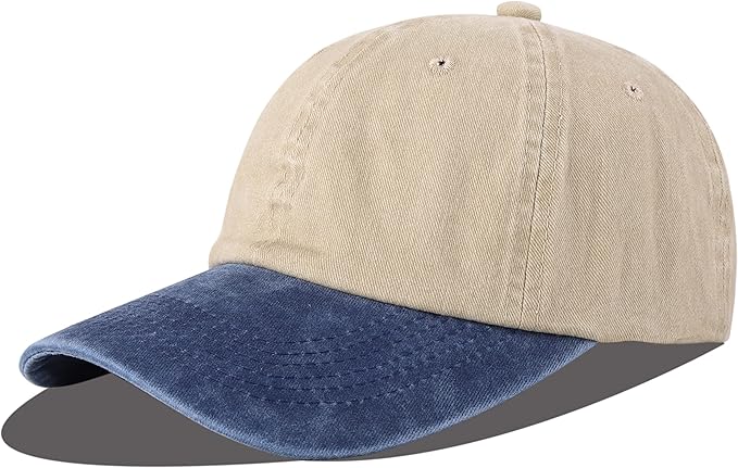 LANGZHEN Unisex Baseball Cap 100% Cotton Fits Men Women Washed Denim Adjustable Dad Hat