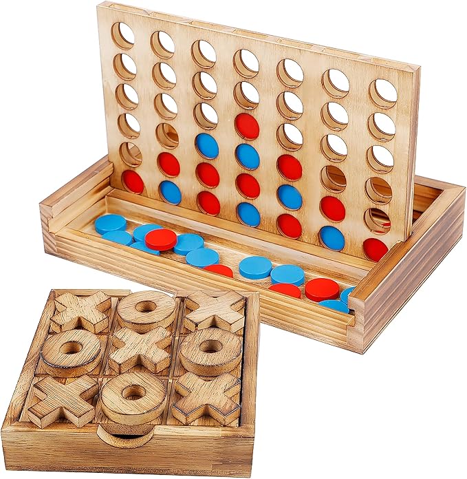 Glintoper Tic Tac Toe & 4 in a Row Tables Game Set, Classic Board Line Up 4 by Glintoper