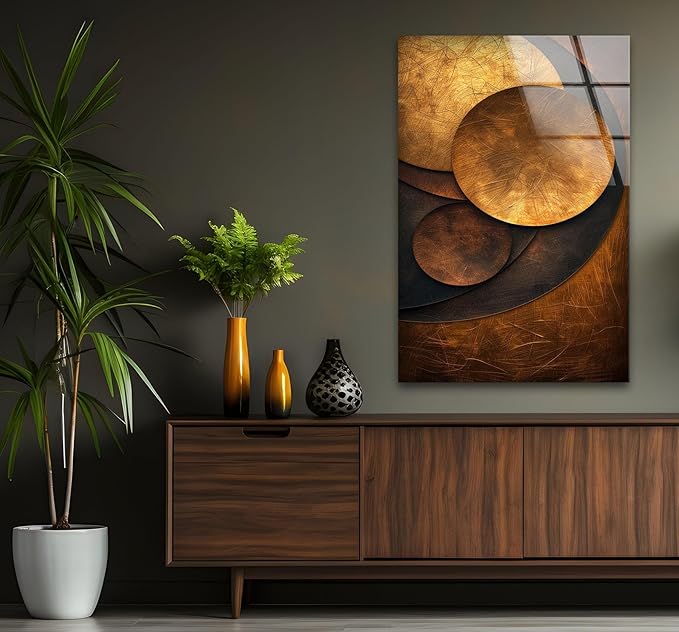My Photostation.com 40WX60H'' Bronze Art Deco Geometric Motifs Glass Wall Art - Image 6