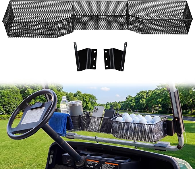 Golf Cart Front Inner Basket for EZGO TXT RVX VALOR Yamaha G29 Drive2 G16-G22 Club Car DS Tempo Modular Mesh Storage Tray Organizer for Extended Space (Yamaha G14-G22 1995-2007)