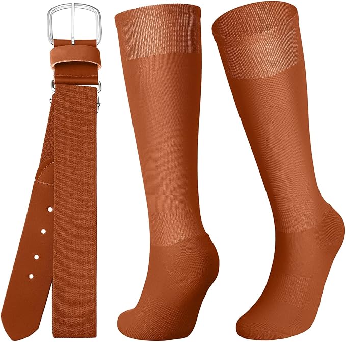Zhanmai Baseball Belt and Socks Combo, Adjustable Elastic Belt and Softball Socks, Multiple Sizes for Youth Boys Girls, Adult