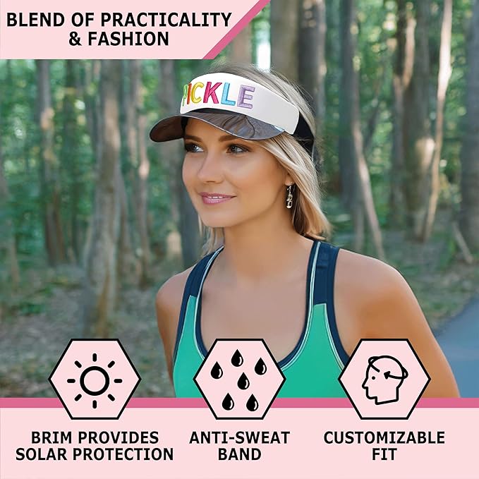 Funky Junque Women's UV 50 Adjustable Sun Visor - Golf Tennis Pickleball - Sports Themes Solid Colors Easter Pastels