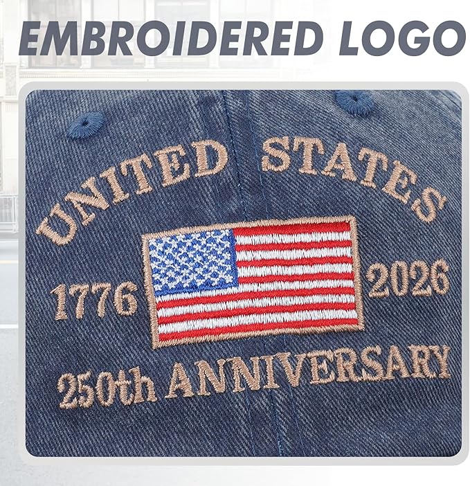 250 Anniversary USA Hat Baseball Cap for Men Women Embroidered