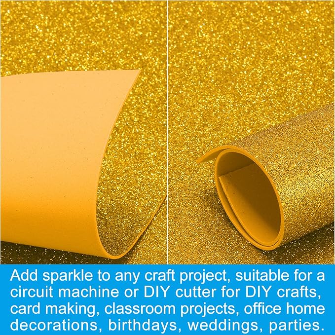 PATIKIL 2mm Thick Non Adhesive Glitter Foam Sheet 16x24inch Yellow, EVA Shiny - Image 5