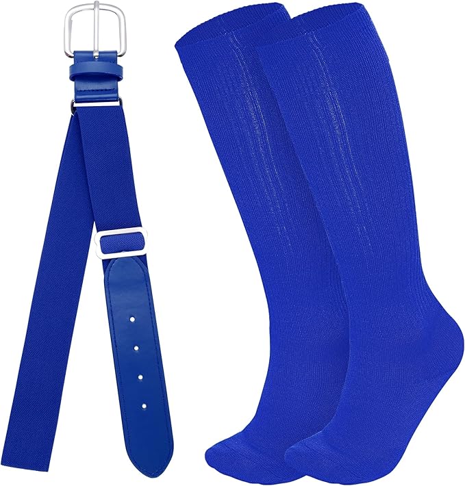Dxhycc Youth Baseball Socks and Belt Combo Set Softball Baseball Socks and Elastic Waist Belt for Youth Boys Girls