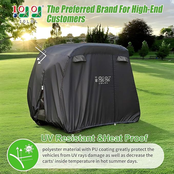 10L0L Universal 2-4 Passenger Golf Cart Cover for Yamaha, EZGO, Club Car, Waterproof Sunproof and Durable
