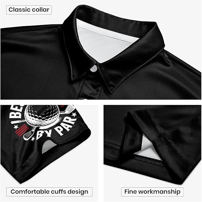Golf Polo Shirts for Men Funny Print Short Sleeve Golf Shirts Performance Golf Polos
