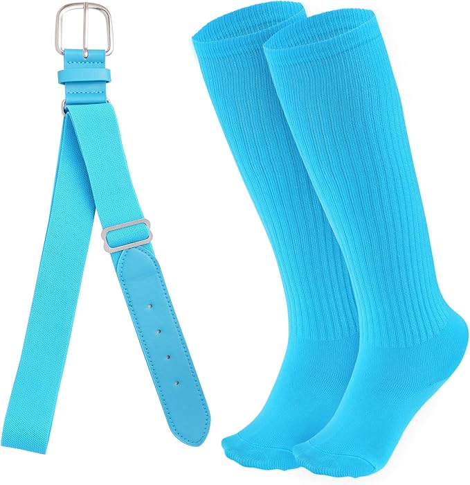 Dxhycc Youth Baseball Socks and Belt Combo Set Softball Baseball Socks and Elastic Waist Belt for Youth Boys Girls