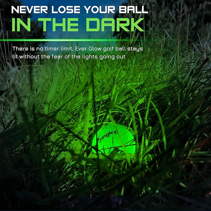 KINGTOP Upgraded Glow in The Dark Golf Balls - Super Bright Light Up LED Golf Ball - with Glow Golf Tees and Storage Bag - Fun Night Golfing Gift for Men and Women | Backyard Putting Greens
