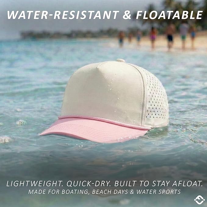 Funky Junque Performance Waterproof Golf Rope Hat – Cool Breathable Workout 5 Panel Snapback Cap for Men