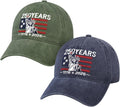 2 Pack USA 250th Anniversary Washed-Cotton Baseball Cap Patriotic Hat American 250 Year Merchandise for Men Women