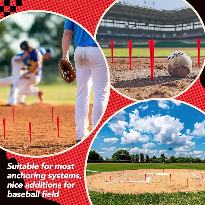 Shappy 48 Pcs Base Plugs Baseball Base Anchors with Tassel Heavy Duty Rubber Plug Dig Tools for Baseball Field Softball Drill