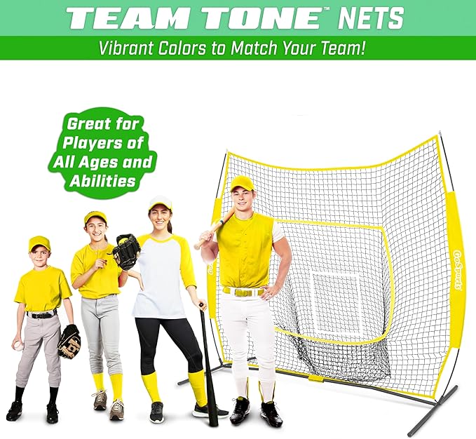 GoSports 7 x 7 ft Baseball & Softball Nets - Available in Team Colors - Batting & Pitching Net with Strike Zone