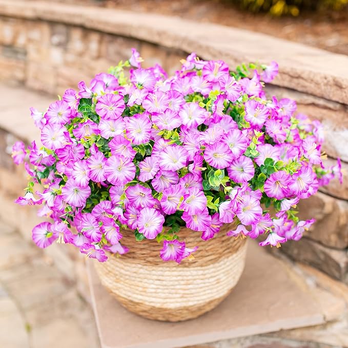 Artificial Flowers Fake Plants for Outdoors Decoration, 12 Bundles Purple Silk - Image 9