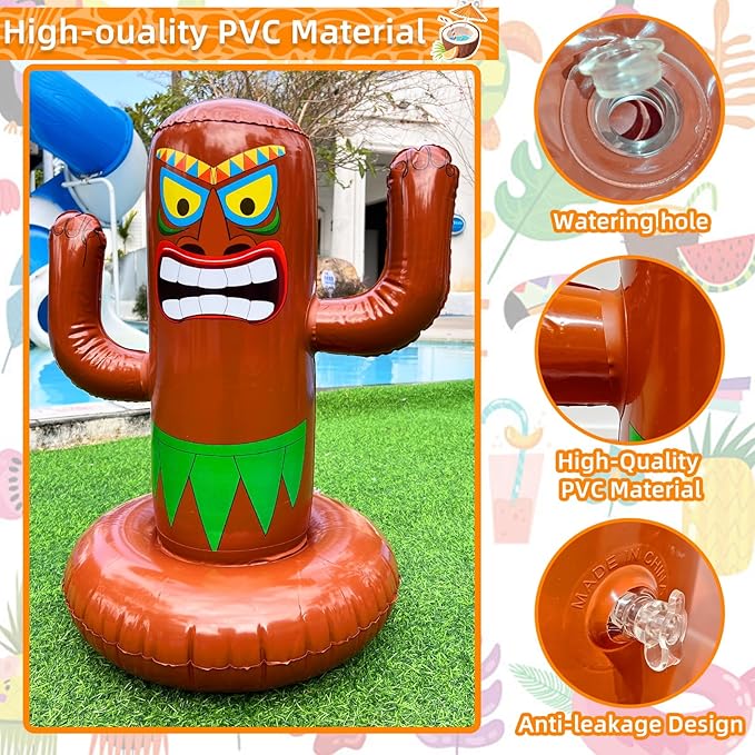 25" Inflatable Luau Tiki Pool Toss Games, Tiki Pool Ring Toss Toys - Image 4