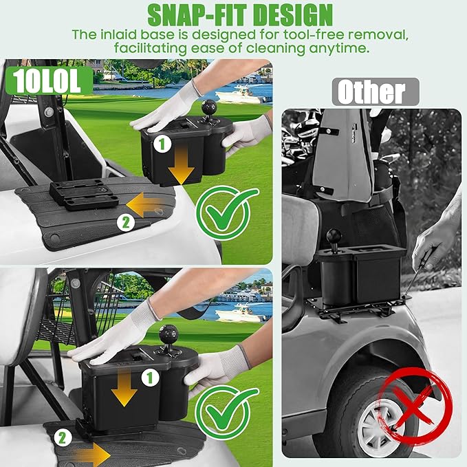 10L0L Golf Cart Ball Washer and Club Cleaner Kit, Detachable Golf Club Head and Ball Washer Golf Cleaner for EZGO Club Car Yamaha