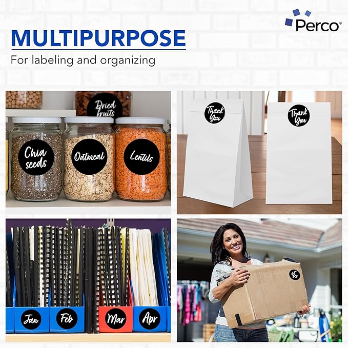 Perco Black 3-Inch Round Circle Dot Sticker Labels - Image 3