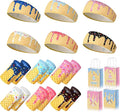 Ice Cream Drip 12Pcs Youth Baseball Accessories Set - 6 Elastic Polyester Headscarves + 6 Non Slip Sports Wristbands with 6 Bags for Teenager Men Women, Basketball Football Gym Party Favors Team Gift