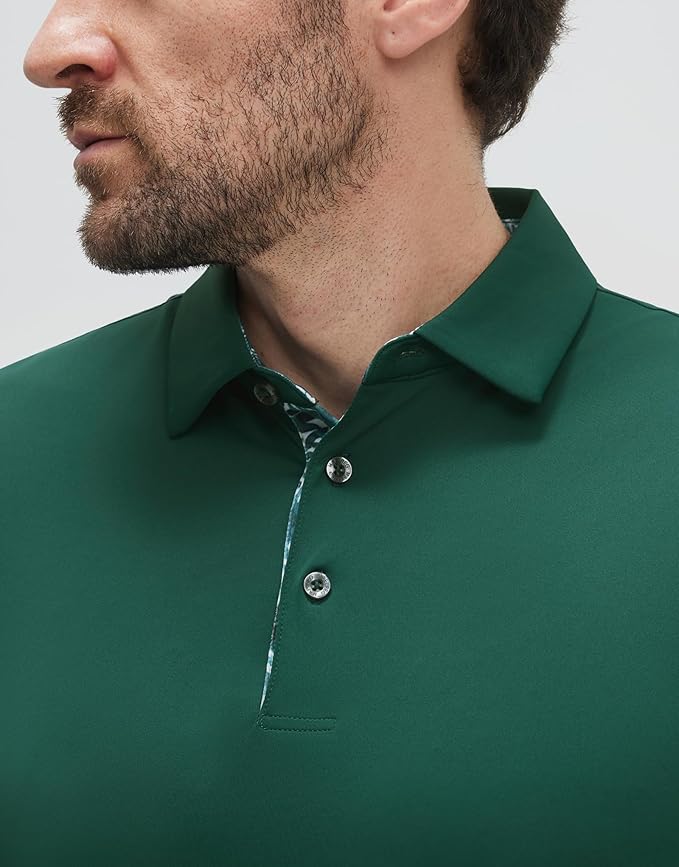 Mens Polo Shirts Short and Long Sleeve Casual Solid Stylish Dry Fit Performance Designed Collared Golf Polo Shirts for Men