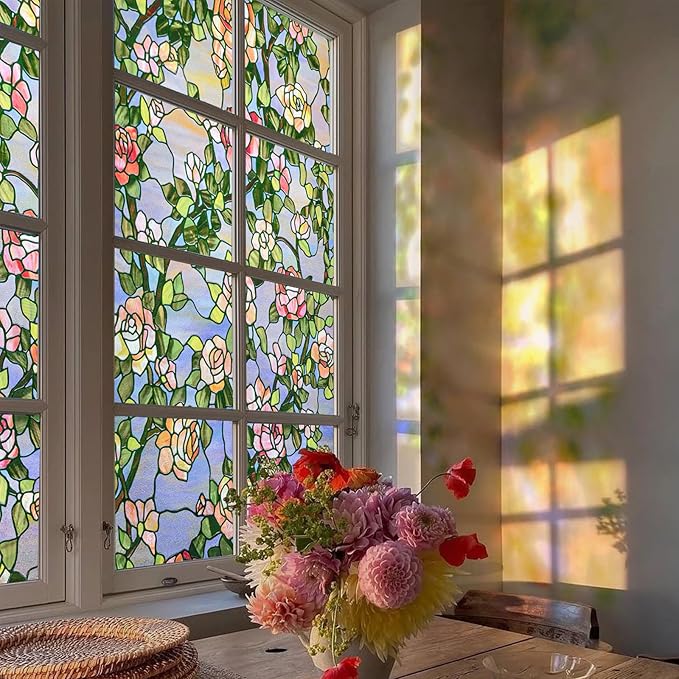 3D Stained Glass Window Film, Decorative Window Privacy Film by ADDHERES