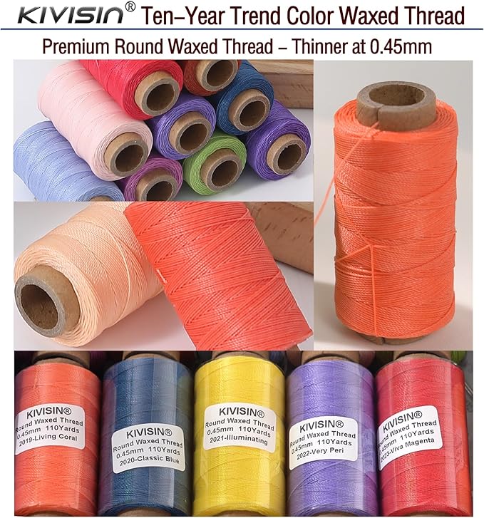 12 Multicolor Round Waxed Thread, 0.45mm Thin and Stiff Wax Strings, 110 - Image 6