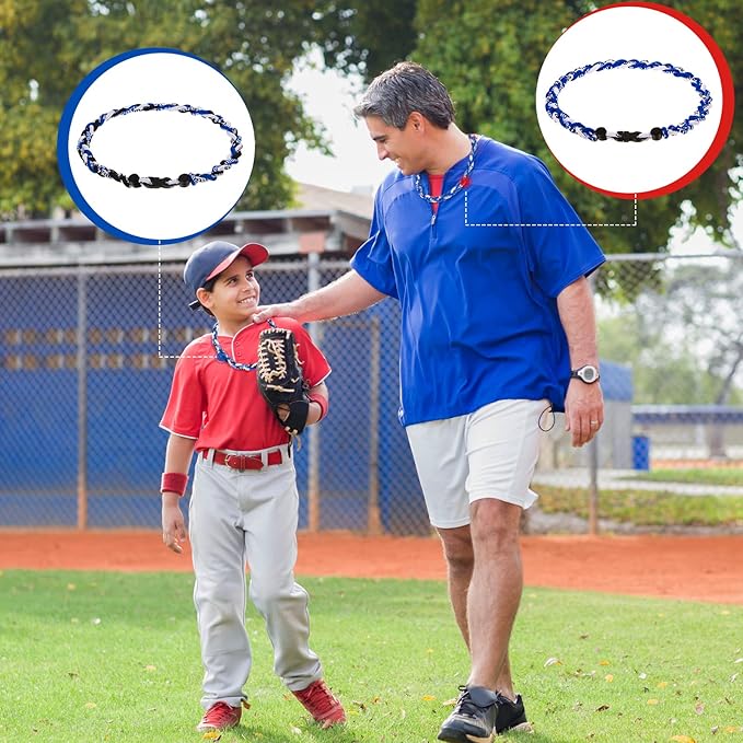 Junkin Baseball Necklaces Three Braided Rope Titanium Necklace for Fans Team Gifts Boys Men Player Softball Sports