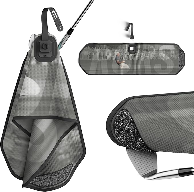 BUNX Best Golf Towel - Sponge Infused Club Scrub Pad with Quick Release Magnetic Tablet - Patent Pending Premium Golf Accessories - Microfiber Club Cleaner (THE Legend)