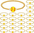 Tondiamo 24 Pcs Cheer Baseball Softball Soccer Basketball Football Tennis Bracelets Gifts Bulk Beaded Stretch Bracelets Charm Gifts Sport Jewelry Party Favors Supplies