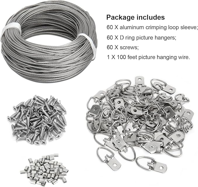 Picture Hanging Wire Kit, 100 FT Braided Hanging Wire, - Image 4