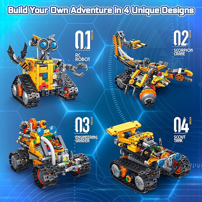 Robot Building Kit for Kids and Adults, 4-in-1 Rechargeable RC Robotics Kit - Image 5