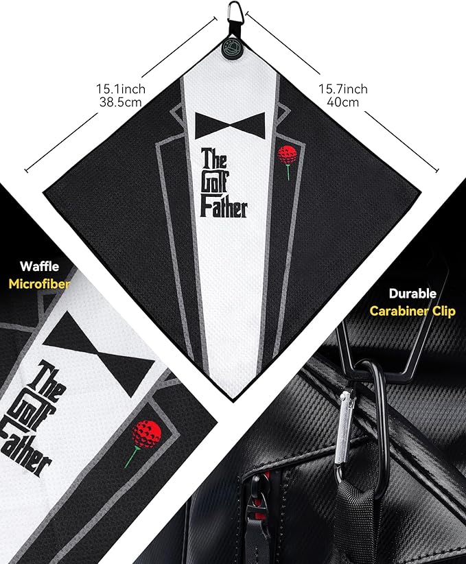 The Golf Father Funny Golf Club Covers, Driver Fairway Wood Hybrid Headcover, Mallet Putter Covers Blade Headcovers Putter Cover Magnetic, Black and White Color Iron Covers for Most Brands