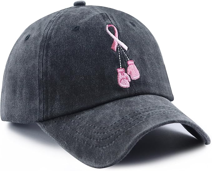 Breast Cancer Awareness Accessories for Women, Pink Ribbon Hat, Funny Chemo Baseball Cap, Mothers Day Christmas Birthday Gifts for Mom Mama Grandma