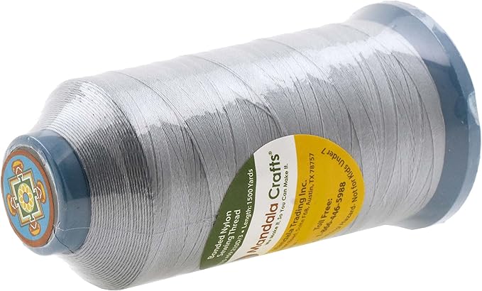 Mandala Crafts Bonded Nylon Thread Silver Heavy Duty Sewing Threads - Image 3