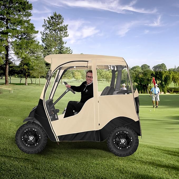 10L0L Deluxe 2 Passenger Golf Cart Enclosure for Club Car Precedent,Onward & Tempo Waterproof Windproof Portable Transparent Golf Cart Rain Enclosures Storage Cover - 57" Roof Fit